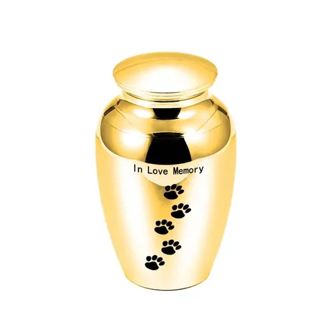 Memorial Pet Cremation Urn For Ashes Waterproof Metal Keepsake Jar With Paw Print Design In Love Memory Small Solemn Funeral Jar