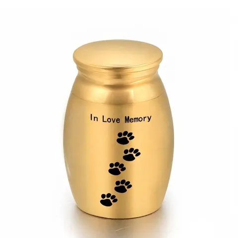 Mini Metal Memorial Urn For Pet Human Ashes Keepsake Jar In Love Memory Paw Prints Small Ash Holder Memorial Storage Urn