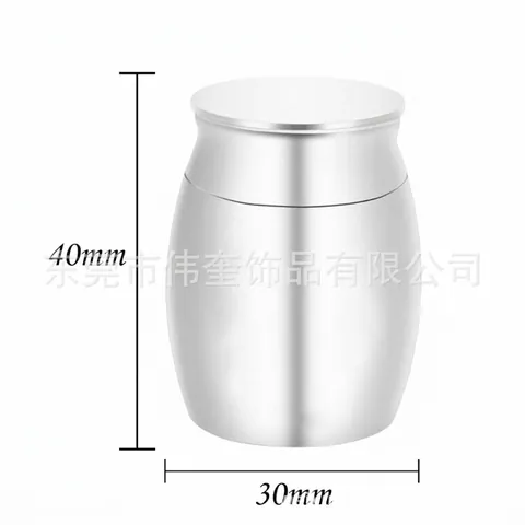 Stainless Steel Memorial Urn Small Cremation Jar for Human Pet Ashes Keepsake Commemorative Ornament Gold Silver 30x40mm