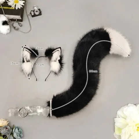 Y2K Wolf Beast Ears Headband And Plush Long Tail Accessories For Comic Con Cosplay Performance Party Props For Women Men