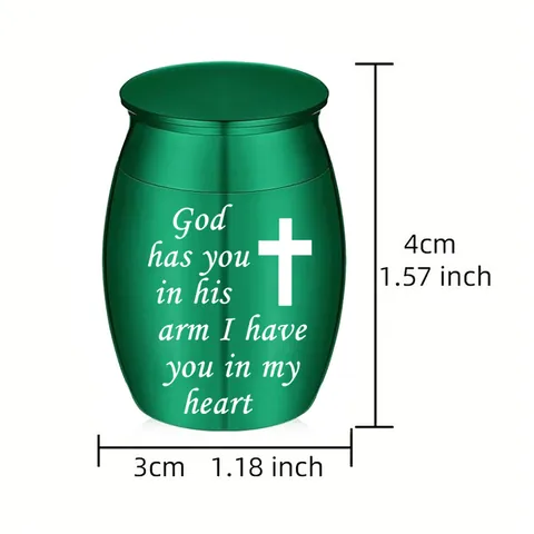 Mini Memorial Cremation Urns for Human Ashes Pet Ashes Keepsake Metal Funeral Jar Cross Engraved Memorial Gifts for Loved Ones