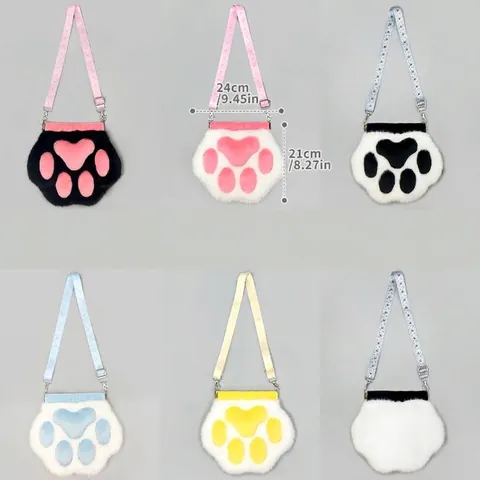 Bolso Bandolera de Peluche con Almohadilla de Pata Lolita Japonesa Bolso de Hombro Kawaii para Mujer Accesorio de Moda Y2K