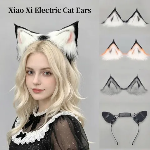 Diadema Con Orejas de Animales Eléctricas Con Inducción de Gravedad Orejas de Gato Zorro de Peluche para Casco de Moto Cosplay Fiesta