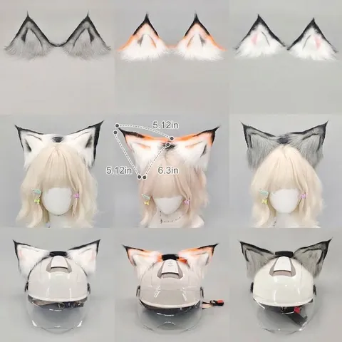 Diadema Con Orejas de Animales Eléctricas Con Inducción de Gravedad Orejas de Gato Zorro de Peluche para Casco de Moto Cosplay Fiesta