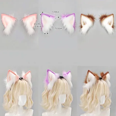 Diadema de Orejas de Gato Eléctricas Móviles Sensor de Gravedad Orejas de Animal de Peluche Accesorios Cosplay Neko para Fiesta de Cómics