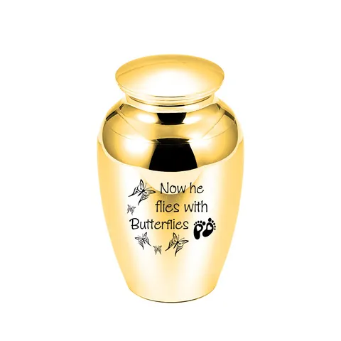 Mini Herinneringsurn Voor Menselijke Huisdier As Herinnering Now He Flies With Butterflies Aluminium Memorial Urn Begrafenis