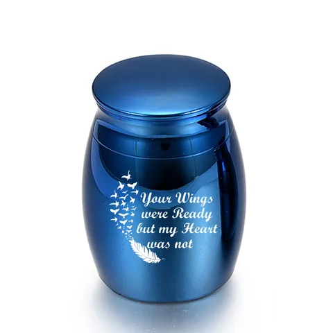 Stainless Steel Memorial Urn For Human Ashes Pet Keepsake Urn With Feather Bird Pattern Polished Metal Cremation Urn Keepsake Container