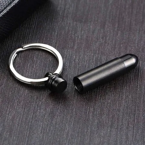 Stainless Steel Black Bullet Cross Cremation Urn Pendant Necklace Keychain Ashes Perfume Bottle Memorial Jewelry For Men Women