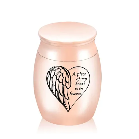 Metal Memorial Urn Keepsake For Human Pet Ashes Heart Wing Engraved Mini Funeral Jar Remembrance Gift