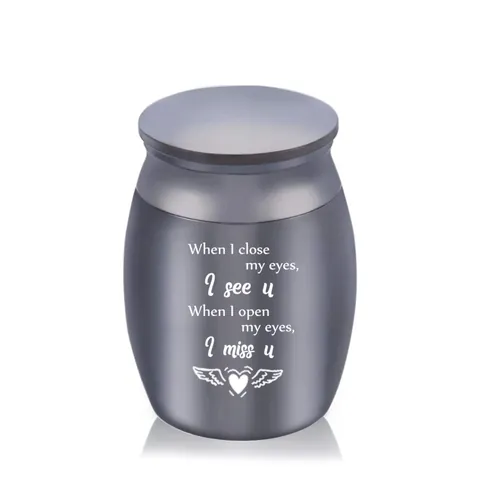 Stainless Steel Keepsake Memorial Urn For Pet Human Ashes Small Cremation Jar Wing Heart Engraved Funeral Keepsake Gift