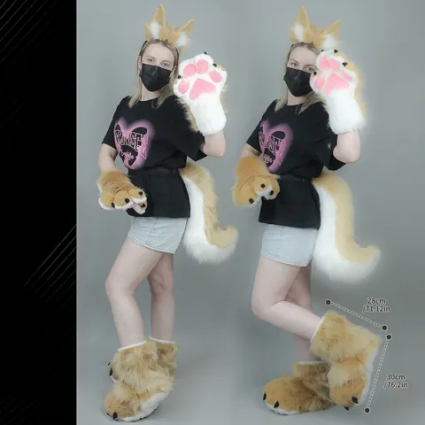 Handmade Furry Paw Socks Fursuit Feet Props Faux Fur Animal Paw Shoes For Cosplay Performance Anime Convention Costume Props