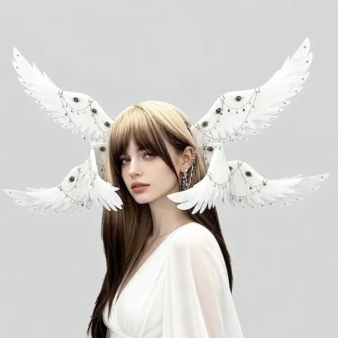 Seraphim Wings Ear Feather Hair Clip Cthulhu Angel Wing Headpiece For Cosplay Halloween Party Gothic Accessories For Women