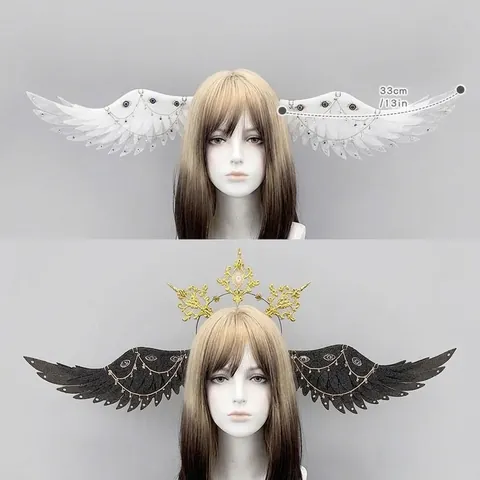 Seraphim Wings Ear Feather Hair Clip Cthulhu Angel Wing Headpiece For Cosplay Halloween Party Gothic Accessories For Women