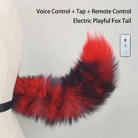 Cola de Zorro Eléctrica con Control Remoto Accesorio de Cosplay Activado por Sonido Recargable Cola de Animal de Peluche para Juego de Rol Fiesta Halloween