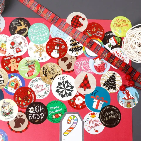 Christmas Birthday Valentine's Day Decorative Adhesive Stickers Cartoon Heart Cake Patterns Festival Gift Box Packaging Labels