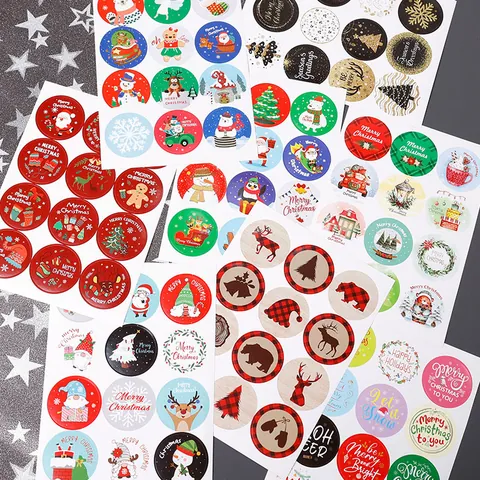 Christmas Birthday Valentine's Day Decorative Adhesive Stickers Cartoon Heart Cake Patterns Festival Gift Box Packaging Labels