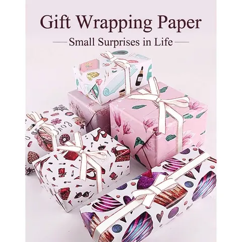 Bloemen Hart Hoge Hakken Patroon Cadeaupapier Vellen Kunstdrukpapier Voor Valentijnsdag Verjaardag Bruiloft DIY Knutselpapier