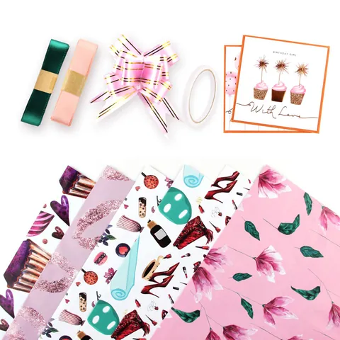 Bloemen Hart Hoge Hakken Patroon Cadeaupapier Vellen Kunstdrukpapier Voor Valentijnsdag Verjaardag Bruiloft DIY Knutselpapier
