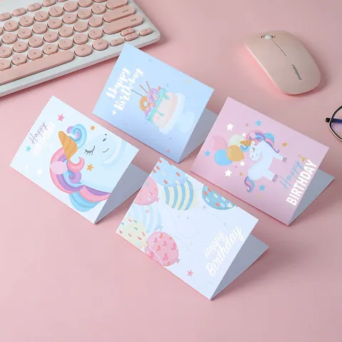 Ins Style Cute Folding Greeting Cards Special Paper Cartoon Travel Birthday Message Card Gift Box Stationery Set