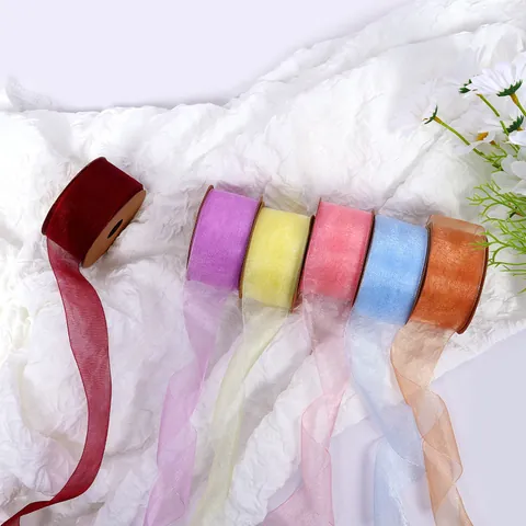 Organza Snow Yarn Ribbon Semi Transparent Gift Wrapping DIY Handmade Bows Floral Decoration Wedding Party Craft Decor Ribbon