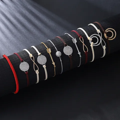 Minimalist Zirconia Adjustable Braided Rope Bracelet For Women Elegant Infinity Arrow Round Charm Fashion Jewelry Hand Rope