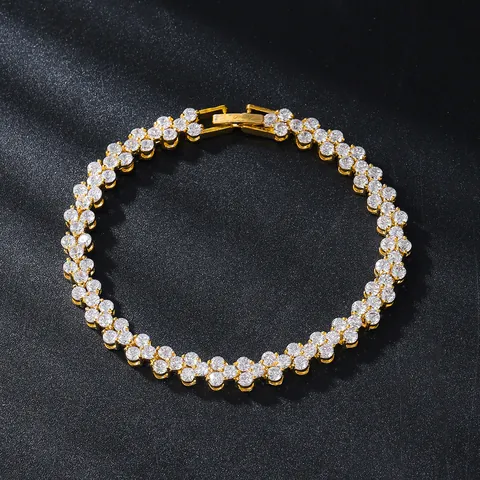 Vintage Zirconia Bracelet For Women Dainty Adjustable Box Chain Bracelet Gold Silver Rose Gold Micro-Inlaid Jewelry Gift