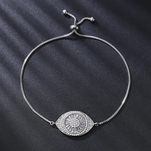 Women Zirconia Adjustable Bracelet Micro Inlaid Alloy Bangle Evil Eye Hamsa Infinity Heart Leaf Vintage Fashion Jewelry Gift