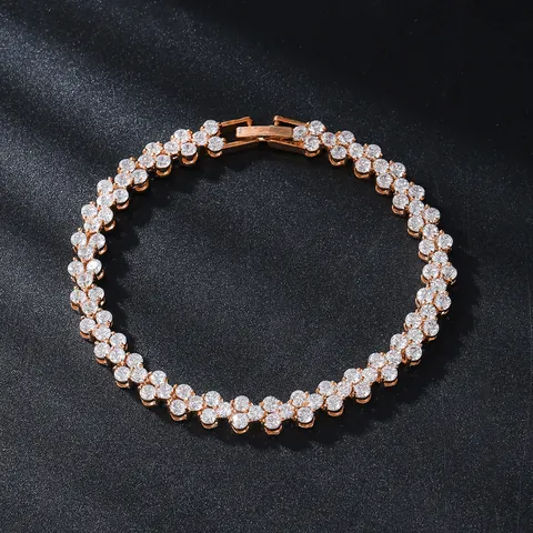 Vintage Zirkonia Armband Für Damen Zierliches Verstellbares Box-Chain Armband Gold Silber Roségold Mikro-Eingelegter Schmuck