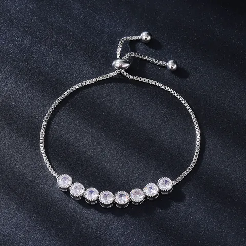 Women Micro Pave Zirconia Copper Adjustable Bracelet Elegant Geometric Rudder Design Gold Silver Rose Gold Jewelry Bolo Bracelet
