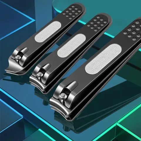 Professional Stainless Steel Nail Clippers Sharp Black Matte Manicure Pedicure Tool Flat Slanted Mouth Fingernail Toenail Cutter For Home Salon