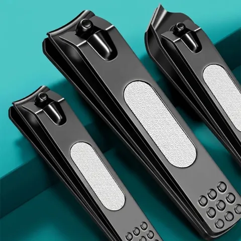 Professional Stainless Steel Nail Clippers Sharp Black Matte Manicure Pedicure Tool Flat Slanted Mouth Fingernail Toenail Cutter For Home Salon