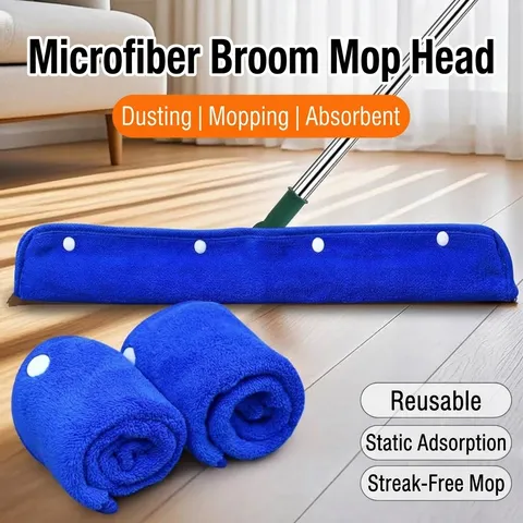Magischer Besen Abzieher Ersatztuch Verdicktes Korallenvlies Doppelseitiges Bodenmopp Handtuch Hochabsorbierendes Druckknopf Design Reinigungstuch Für Haushalt