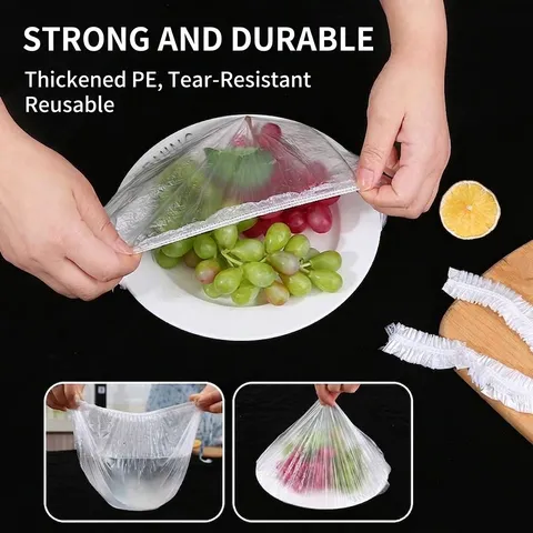 Disposable Plastic Food Covers Elastic Cling Film Caps For Bowl Plate Storage Refrigerator Preservation Dustproof PE Cover