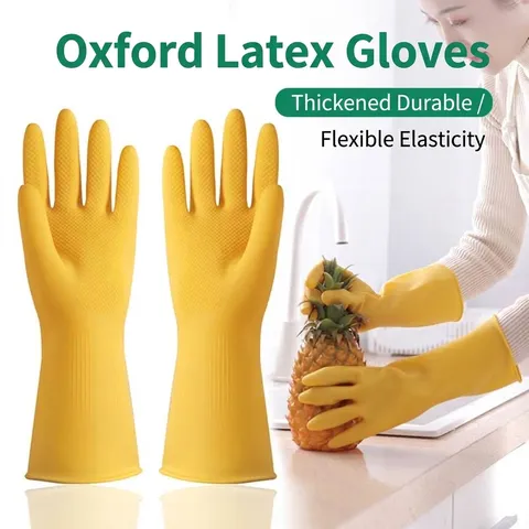 Giallo Ispessito Lattice Guanti per la Pulizia della Casa Impermeabili Riutilizzabili Antiscivolo Cucina Lavaggio Piatti Guanti Protettivi per Uso Quotidiano