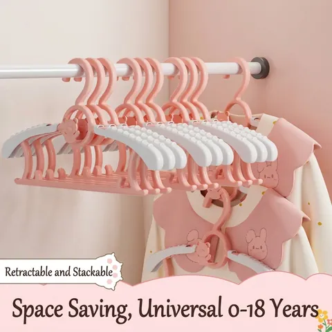 Verstelbare Intrekbare Kinder Kleerhangers Plastic Antislip Ruimtebesparend Stapelbaar Beer Baby Kleerhangers Voor Baby's Kledingkast Opslag