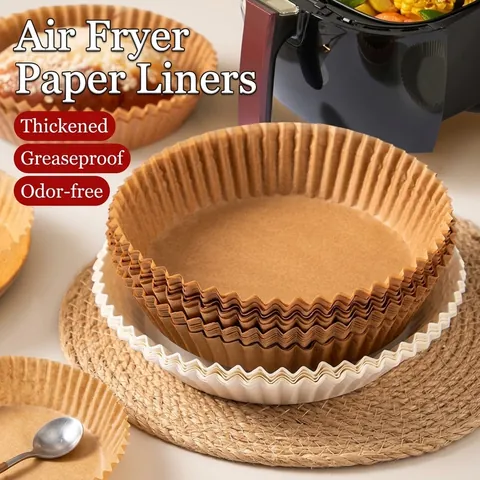 Air Fryer Disposable Paper Liner Non-Stick Oil-Proof Round Square Silicone Paper Baking Mat For Oven Microwave Steamer