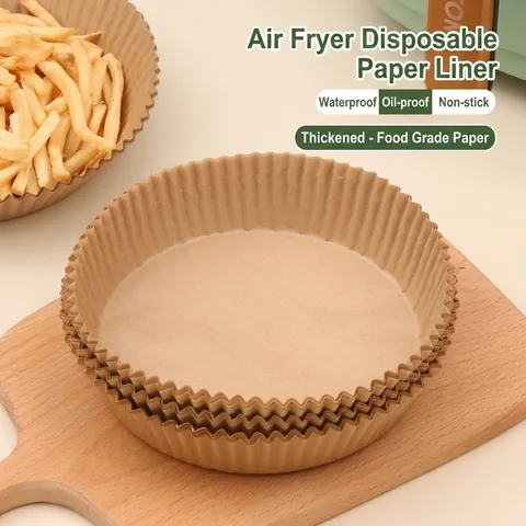 Air Fryer Disposable Paper Liner Non-Stick Oil-Proof Round Square Silicone Paper Baking Mat For Oven Microwave Steamer
