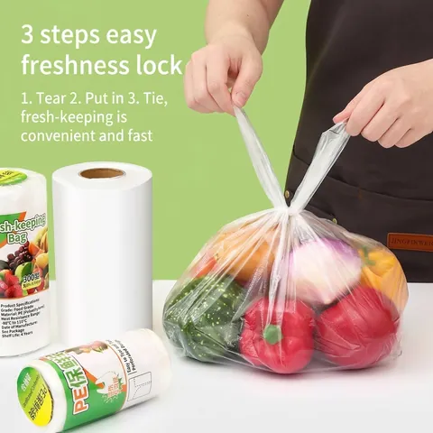 Sacchetti in PE per la Conservazione degli Alimenti Stile Gilet Ispessiti Adatti al Microonde Design Perforato Sacchetti Trasparenti per la Cucina