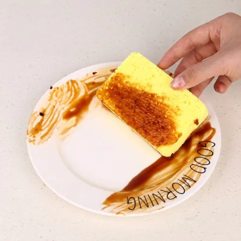 Natural Wood Pulp Sponge Kitchen Cleaning Scourer Dishwashing Scrub Sponge For Pots Pans Oil Removal Flexible Cleaning Tool