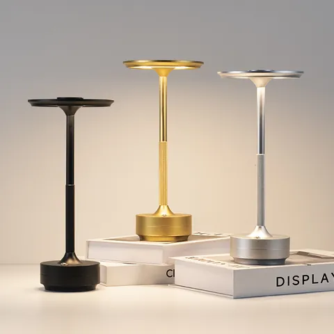 Minimalist Aluminum Bar Table Lamp USB Rechargeable Cordless LED Portable Light 3 Color Touch Dimming Desk Lamp For Restaurant Hotel Cafe Decor