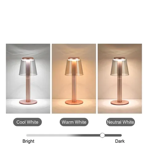 Lampe de Table LED Sans Fil Moderne Avec Capteur Tactile Rechargeable Lampe de Bureau Métallique Gradation Continue pour Chambre Salon Hôtel
