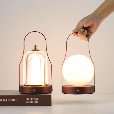 LED Portable Cordless Desk Lamp Metal Handle Touch Rechargeable Night Light With Crystal Shade Modern Minimalist Accent Table Lamp For Bedroom Home Decor