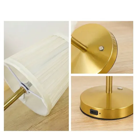 Modern Metal Fabric Table Lamp Rechargeable Touch Control LED Bedside Atmosphere Night Light Stepless Dimming Decorative Lamp