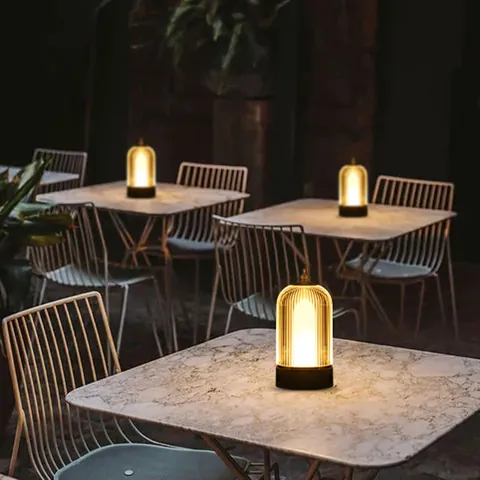 Lampe de Table Bar LED Rechargeable Rétro Cage à Oiseaux Veilleuse Dimmable Créative Restaurant Café Ambiance Base Métallique Chargeur US