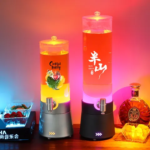 Moderner LED Leuchtender Bierturm Getränkespender Mit Zapfhahn Edelstahlbasis Große Kapazität Getränkespender Für Bar KTV Party Nachtclub Heimküche