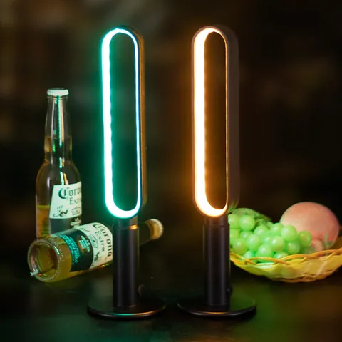 Modern Minimalist Aluminum LED Rechargeable Table Lamp Oval Ring Night Light Atmosphere Desk Lamp For Bar Cafe Hotel
