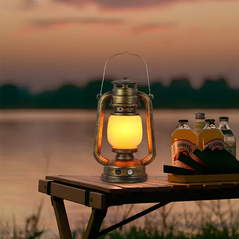 Retro LED Camping Lantern USB Rechargeable Portable Hurricane Lamp For Outdoor Tent Garden Multi-functional Night Light