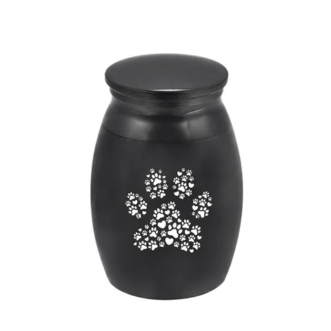 Mini Stainless Steel Cremation Urn For Human Pet Ashes Keepsake Memorial Jar Heart Paw Print Pattern Metal Jar For Memories