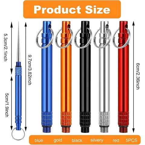 Portable Titanium Alloy Retractable Toothpick EDC Tool Integrated Metallic Keyring Toothpick For Outdoor Camping Daily Use Tool