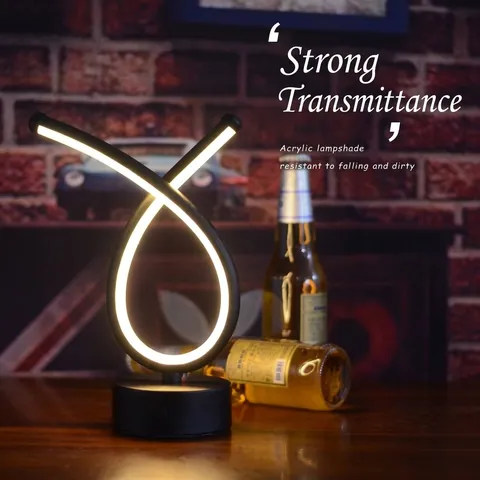 Modern Spiral LED Bar Table Lamp Rechargeable Metal Acrylic Night Light For Cafe Restaurant KTV Ambience Decor Lighting
